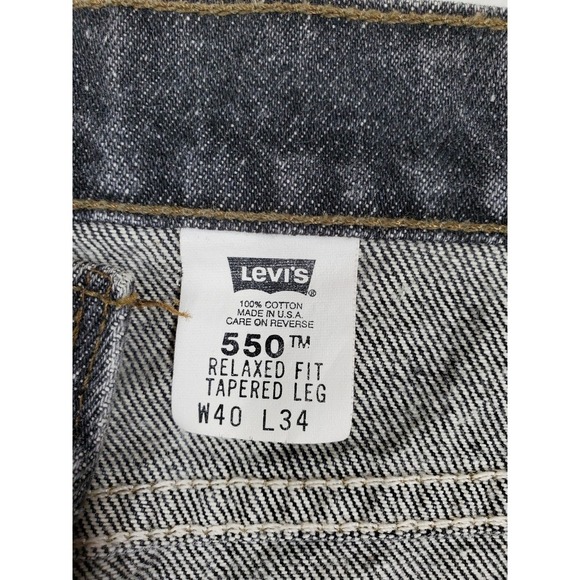 Vtg 90s Levis 550 Black Jeans Men 40x34 Orange Tab Relaxed Tapered USA (38x33.5) - Picture 2 of 12